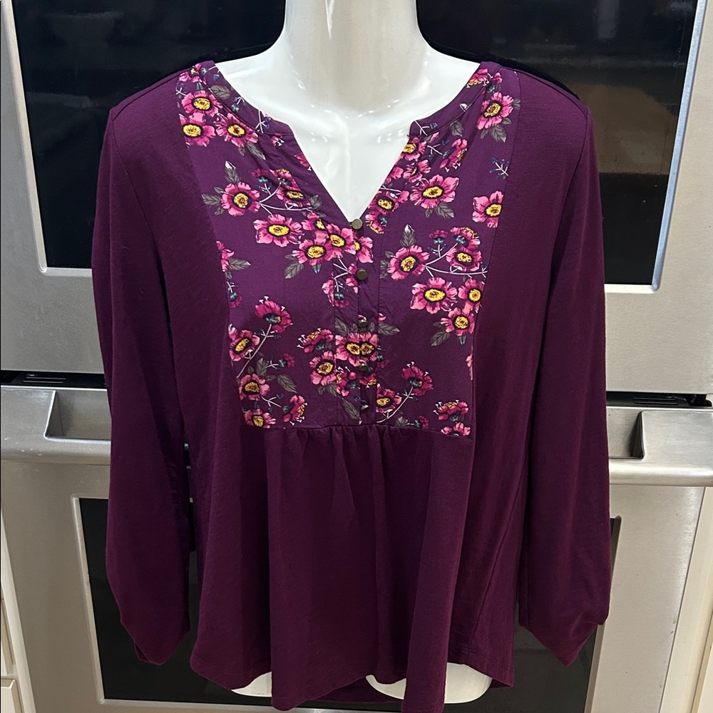 St. John's Bay Purple Floral Blouse